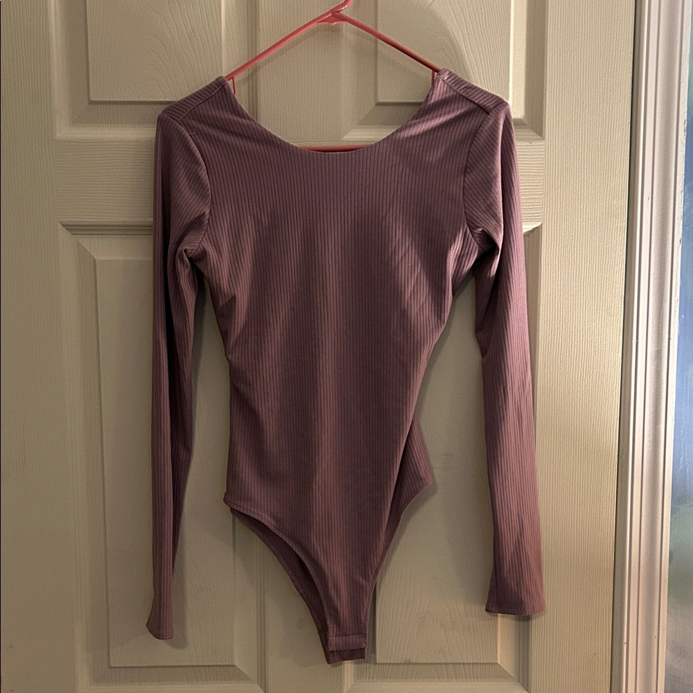 Lulus Open-Back Long-Sleeve One-Piece Bodysuit - Mauve Pink